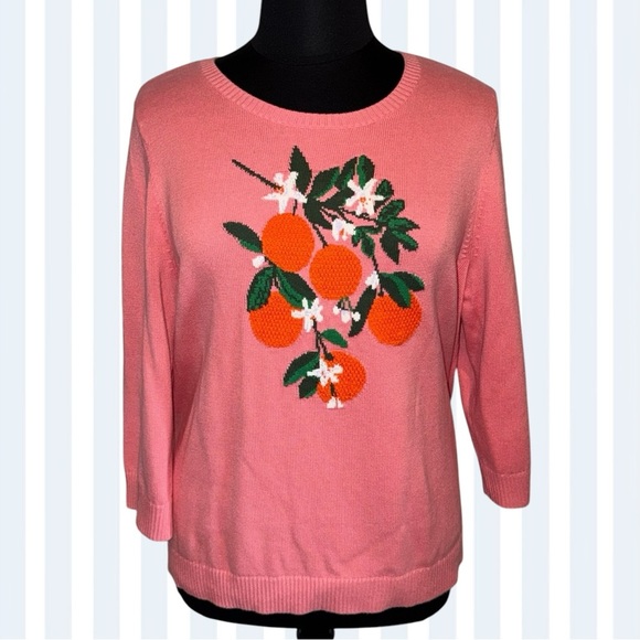 Talbots Sweaters - NWT Talbots BOLD ORANGES CREWNECK PULLOVER SWEATER 2X Pink/Orange